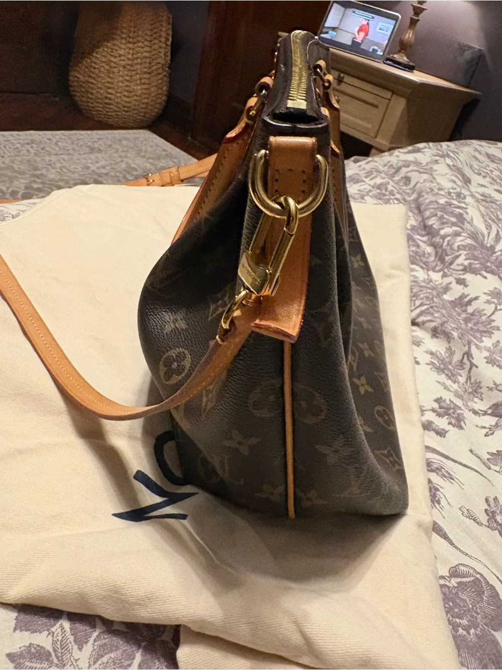 Louis Vuitton Turenne MM Monogram Canvas Shoulder Bag with Tan Leather Trim